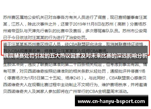 魏震禁赛处罚引发的五大热议因素及对未来比赛的深远影响分析 魏震禁赛处罚引发的五大热议因素及对未来比赛的深远影响分析